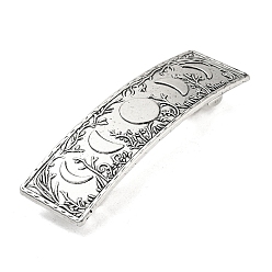Antique Silver Rectangle with Moon Phase Pattern Alloy Hair Barrettes, for Women Girls, Antique Silver, 81x23.5x3mm