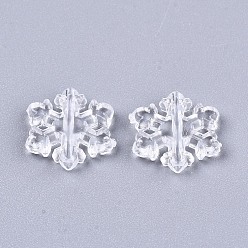 Clear Transparent Acrylic Beads, Snowflake, Clear, 12.5x12x2.5mm, Hole: 1.2mm, about 2500pcs/500g