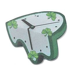 Clock Saint Patrick's Day Opaque Printed Acrylic Pendants, Clock, 39x45x2mm, Hole: 1.4mm