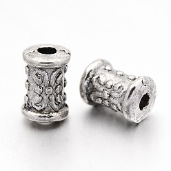 Argent Antique Perles en alliage de style tibétain, Tube, argent antique, sans plomb et sans cadmium, 7x5mm, Trou: 2mm