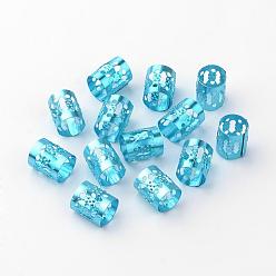 Bleu Ciel Foncé Dreadlocks en aluminium perles décoration de cheveux, poignets de cheveux, bleu profond du ciel, 9x8mm, Trou: 7mm