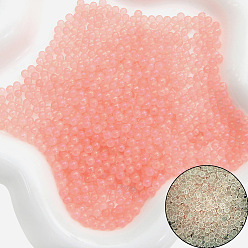 Pink Luminous Transparent Glass Beads, No Hole Beads, Round, Pink, 2~2.5mm