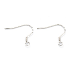 Stainless Steel Color 316 Surgical Stainless Steel Earring Hooks, Ear Wire, with Horizontal Loop, Stainless Steel Color, 19mm, Hole: 2mm, 22 Gauge, Pin: 0.6mm