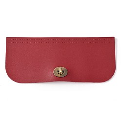 Red Imitation Leather Bag Cover, Rectangle with Round Corner & Alloy Twist Lock Clasps, Bag Replacement Accessories, Red, 10x23.1x0.15~21.5cm