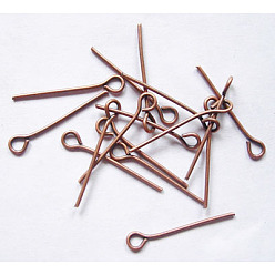 Red Copper Iron Eye Pin, Cadmium Free & Nickel Free & Lead Free, Red Copper, 18x0.7mm, Hole: 2mm, about 13800~14000pcs/1000g