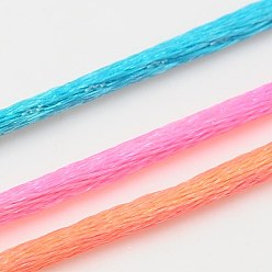Разноцветный Нейлоновый шнур, атласный шнур, для изготовления украшений из бисера, китайское вязание, красочный, 2 мм, около 50 ярдов / рулон (150 футов / рулон)
