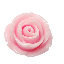 Rose Nacré Cabochons en résine, fleur, perle rose, 14x15x6mm