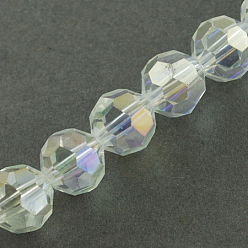 Прозрачный АВ Стеклянные бусины с гальваническим покрытием , с покрытием AB цвета, граненые, круглые, ясно AB, 6x5 мм, отверстие : 1 мм, около 100 шт / нитка, 21 дюйм