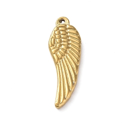 Golden Ion Plating(IP) 304 Stainless Steel Pendants, Wing Charm, Golden, 26.5x9x3mm, Hole: 1mm