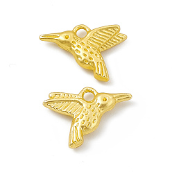 Matte Gold Color Rack Plating Alloy Pendants, Cadmium Free & Lead Free & Nickle Free, Hummingbird Charms, Matte Gold Color, 12x16.5x3mm, Hole: 1.8mm