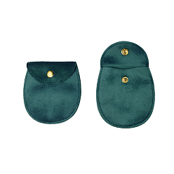 Темно-Зеленый Мешок ювелирных изделий бархата, Для браслетов, Ожерелье, хранение серег, овальные, темно-зеленый, 8.5x8 см