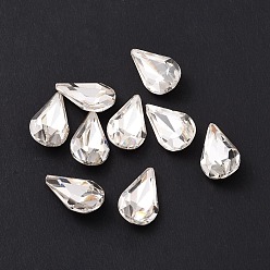 Cristal Cabujones de diamantes de imitación de cristal, espalda puntiaguda y espalda plateada, lágrima, cristal, 13x8x4 mm
