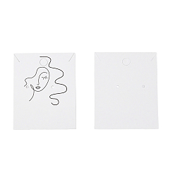Human Картонных карт дисплей ювелирных изделий, для подвешивания сережек и ожерелий, прямоугольные, Женская модель, 6x5x0.05 см, отверстие : 2~5 мм