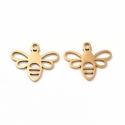 Golden 201 Stainless Steel Charms, Hollow Out Bees, Golden, 16x13.5x1mm, Hole: 1mm