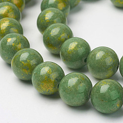 Verde Cuentas de jade natural de mashan hebras, teñido, rondo, verde, 10 mm, agujero: 1.5 mm, sobre 41 unidades / cadena, 16 pulgada