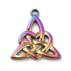 Rainbow Color Pendentifs en acier inoxydable, charmes de noeud de la trinité, couleur arc en ciel, 201mm, Trou: 27.5x25.5x3mm