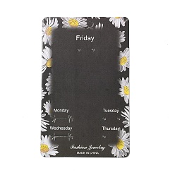 Fleur Cartes d'affichage de boucle d'oreille rectangle, noir, motif de fleur, 14.3x8.9x0.04 cm, Trou: 2mm