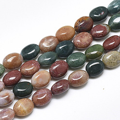 Indian Agate Natural Indian Agate Beads Strands, Oval, 8x6x4mm, Hole: 1mm, about 49~50pcs/strand, 14.5 inch~14.7 inch