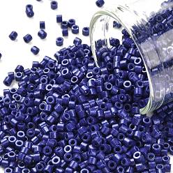 Bleu Nuit Perles de rocaille cylindriques, lustre de couleurs opaques, taille uniforme, bleu minuit, 2x1.5mm, Trou: 0.8mm, environ 40000 pcs / sachet , environ 450 g /sachet 