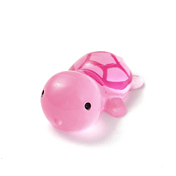 Rosa Caliente Cabujones de animales marinos de resina translúcida luminosa, pequeña tortuga, color de rosa caliente, 23x13x8.5 mm