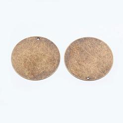 Античная Бронза Металлические бирки, латунные штампы с подвесками, плоско-круглые, античная бронза, 34x0.5 мм, отверстие : 1 мм