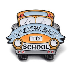 Car Back to School Theme Enamel Pins, Black Alloy Brooch for Backpack Clothes, Car, 28x33x1mm
