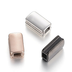 Mixed Color 304 Stainless Steel Slide Charms, Rectangle, Mixed Color, 11x6.5x4mm, Hole: 2.5x3mm