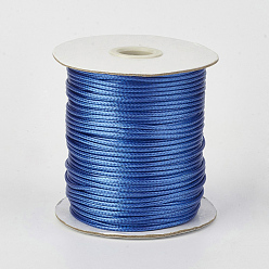 Royal Blue Eco-Friendly Korean Waxed Polyester Cord, Royal Blue, 1mm, about 169.51~174.98 Yards(155~160m)/Roll