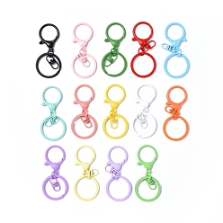Mixed Color Alloy Keychain Clasps, with Iron Key Rings, Mixed Color, 65mm