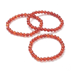 Red Agate Bracelets rouges naturels stretch agate perles, ronde, perles: 6~6.5 mm, diamètre intérieur: 2-1/4 pouce (5.55 cm)