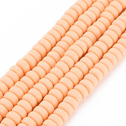 PeachPuff Handmade Polymer Clay Beads Strands, for DIY Jewelry Crafts Supplies, Flat Round, PeachPuff, 6~7x3mm, Hole: 1.5mm, about 113~116pcs/strand, 15.55 inch~16.14 inch(39.5~41cm)