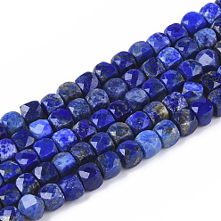 Lapis Lazuli Lapis-lazuli, brins de perles naturels , facette, cube, 4x4x4mm, Trou: 0.7mm, Environ 102 pcs/chapelet, 15.35 pouce (39 cm)