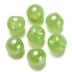 Vert Jaune Perles acryliques opaques, ronde, top foré, vert jaune, 19x19x19mm, Trou: 3mm