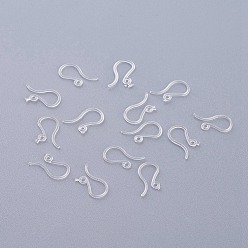 Clair Crochets d'oreilles en plastique, fil d'oreille, avec boucle horizontale, clair, 13x7mm, Trou: 1mm