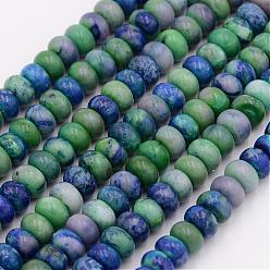 Cyan Brins de perles de jaspe impérial naturel, teint, rondelle, cyan, 6~6.5x4~4.5mm, Trou: 1mm, Environ 102 pcs/chapelet, 15.7 pouce (40 cm)