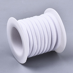 White Flat Polyester Elastic Cord, Webbing Garment Sewing Accessories, White, 5mm, about 3.28 yards(3m)/roll