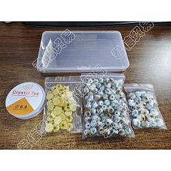 Couleur Mélangete Kits de fabrication de bracelets de tournesol diy superfindings, y compris des perles de porcelaine faites à la main, Cabochons en résine, fil de cristal, couleur mixte, perles: 120 pcs / boîte