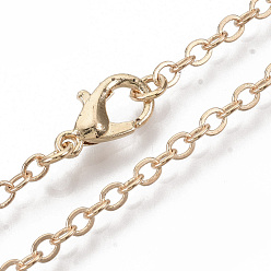 Light Gold Brass Cable Chains Necklace Making, with Alloy Lobster Claw Clasps, Light Gold, 23.6 inch~24.37 inch(60cm~61.9cm)