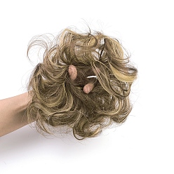 Dark Khaki Synthetic Hair Bun Extensions, Hairpieces For Women Bun, Hair Donut Updo Ponytail, Heat Resistant High Temperature Fiber, Dark Khaki, 15cm