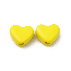 Yellow Heart Spray Painted Alloy Beads, Cadmium Free & Nickel Free & Lead Free, Yellow, 5x6x3mm, Hole: 1.2mm