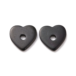 Electrophoresis Black 304 Stainless Steel Beads, Heart, Electrophoresis Black, 6x6x1mm, Hole: 1mm