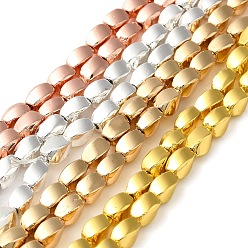 Mixed Color Electroplated Synthetic Non-magnetic Hematite Beads Strands, Twist Rectangle, Mixed Color, 7x4.5x4.5mm, Hole: 1.2mm, about 55pcs/strand, 16.14''(41cm)
