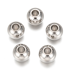 Stainless Steel Color Smooth 304 Stainless Steel Beads, Stainless Steel Color, 12x10mm