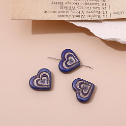 Midnight Blue Czech Glass Beads, Heart, Midnight Blue, 14x17mm, Hole: 1.3mm