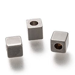 Stainless Steel Color 304 Stainless Steel Beads, Cube, Stainless Steel Color, 4x4x4mm, Hole: 1.8mm