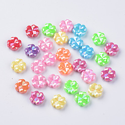 Mixed Color Opaque Acrylic Beads, AB Color Plated, Faceted Clover, Mixed Color, 11.5x11.5x4.5mm, Hole: 1.5mm, about 1660pcs/500g