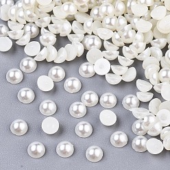 Beige 10000 cabochons en plastique imitation perle avec abs, demi-tour, beige, 4x2mm