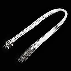 White Waxed Cotton Cord Necklace Making, with Alloy Lobster Claw Clasps and Iron Chain Extenders, White, 17-1/8 inch(43.5cm), 1.5mm