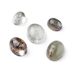 Quartz Lodolite Quartz naturel lodolite / cabochons de jardin en quartz, ovale, 14~21 x 10~17.5 x 5~11 mm