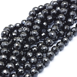 Espinela Perlas negras naturales espinela hebras, facetado (128 facetas), rondo, 8 mm, agujero: 1 mm, sobre 53 unidades / cadena, 16.14 pulgada (41 cm)